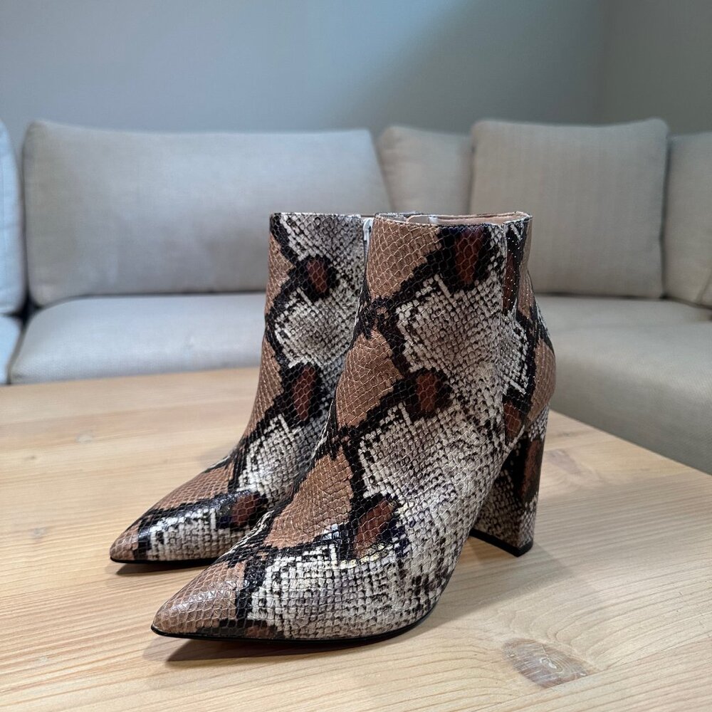 Saks Fifth Avenue Snakeskin Ankle Boots (Women’s Size 8M/EU 38)